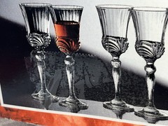 Royal Crystal Rock Italy Aurea Gold Rim Liqueur Glasses Lead 24% Set of 4 New