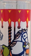 Carousel Tom Collins Drinking Glass Circus Horse Vinatge Barware Cocktail Party
