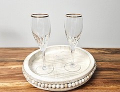 Set Of 2, Mikasa GOLDEN LIGHTS Crystal Wine Glasses With Gold Rim Goblets