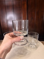 MCM Crystal Short Wine Water Glasses Thick Stem Set Of 3 Vintage 4.5”