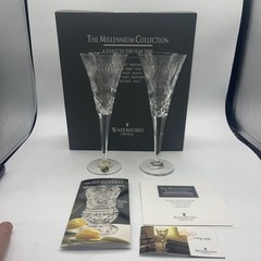 Waterford Crystal Millennium «Prosperity» Toasting Flutes, 1 pair Signed
