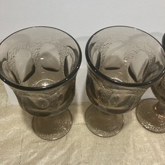 Set Of 6 Fostoria «Woodland Brown» Gray Wine Glasses Goblets Bundle Lot