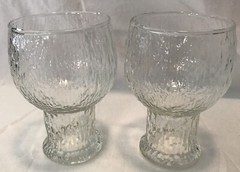 2 VTG INDIANA TEXTURED GLACIER CLEAR 16 OZ. DRINKING GLASS GOBLETS 5 3/8″