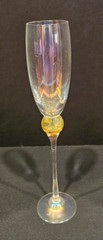 Vintage Signed Brioni Art Glass Iridescent Stem Champagne Wine Flute Goblet