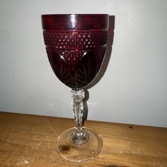 CRISTAL D’ARQUES Durand ANTIQUE RUBY RED Water or Wine glass 8″ tall
