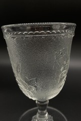EAPG Antique Victorian Bryce Bros Glass 5-3/4″ Water Wine Goblet Rose in Snow
