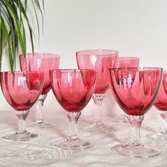 George Borgfeldt «Lisa» Cranberry Wine Glasses, Excellent Condition Please Read