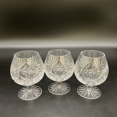 Vintage Heavy Cut Lead Crystal Brandy Snifters Starburst Cut Set of 3