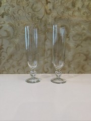 Libbey Glass Romance Champagne Flutes featuring a heart-shaped stem
