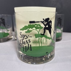 4 Spy Glass Hill Old Fashioned Glass Tumblers Pebble Beach Golf Course 8oz AS IS