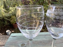 3 Pier 1 Imports from The «Etched » Collection Mix n Match Wine Glasses ~ NICE!