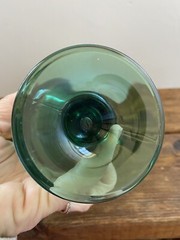 Libbey Emerald Green w/ Gold Rim Clear Glass Irish Coffee Footed Cup Mug Pair