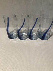 Set Of 4 Dimpled Tumbler Glasses Cobalt Blue