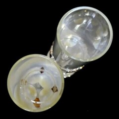 Set of 2 Glass Cylinder Toasting Flutes Set Silver Star Cluster Base Unique