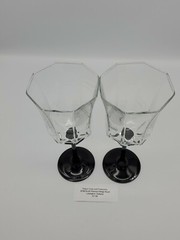 2 Vintage Luminarc France Black Stemmed Wine Glasses 8 oz Elegant Dining Barware