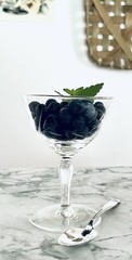 Mid Century Modern Hand Etched Coupe Glass / Holmes & Edward’s Silver Spoon