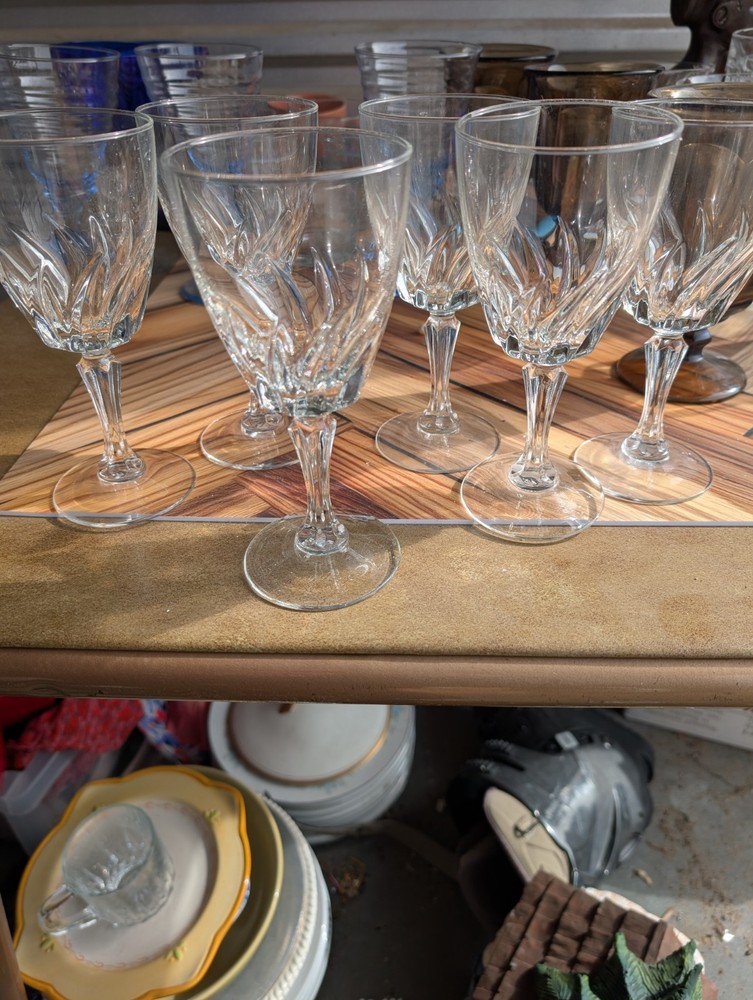 Cris D’Arques Durand FLAMENCO – Lot of 6 Wine Glasses Goblets 6″