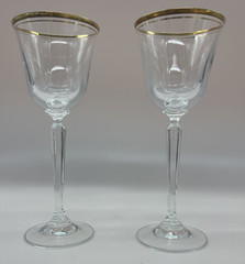 Set of 2 Mikasa Wheaton Gold Trim Water or Wine Goblets 8″ TALL