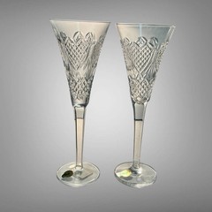 Waterford Crystal Celebration Champagne Toasting Flutes Love Hearts 10.25″ Pair