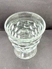 Set Of 4 Vtg Indiana Whitehall Cubist 9 Oz Footed Drinking Glass Clear 4 1/4″