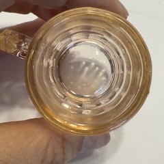 Set 2 Pink/orange Depression Glass Shot Handle Round Bottom Federal? Vintage
