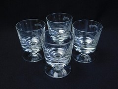 4 David Gulland Etched Glasses Cordial Liqueur 3.25″ Top Hat Cane Musical Notes
