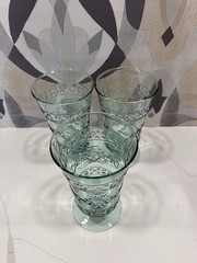 Set of 3 Mikasa Studio Nova ADIRONDACK Green Footed Iced Tea Glasses 6.75”h