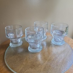 4 Federal DIANA Clear Glass Flat Tumbler 9 Oz Short Ribbed Swirled Glasses