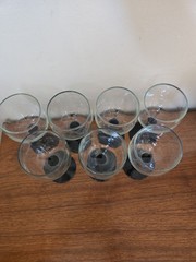 Vintage Luminarc France Domino Black Nocturne Stem Wine Glasses 6oz Set 7