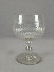 Antique French Engraved & Pattern Molded Blown Glass Large Goblet C. 1830-1840s