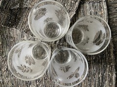 MCM Libbey Silver Leaf Frosted Tumbler Drinking Glasses Vintage 1950s – Set of 4