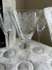 Franklin Mint LES FLEURS Crystal Champagne Glasses Set Of 10 Floral Botanical