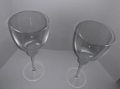 LOT OF 2 Crystal GOLF BALL 8 3/4″ Tall Stem Wine Glasses