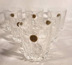 B&B Italian 24% Lead Crystal Heavy Glasses Low Ball Rocks Tumblers ~Set of 6 ~