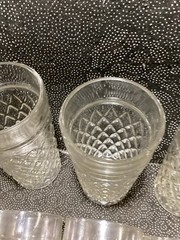 VTG Retro Clear Quilted Diamond Point Glasses Tumblers Set Of 6 Anchor Hocking