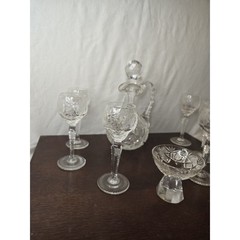Vintage Nachtmann Traube Crystal 6 Cordials Holy Communion Set Cut Glass Cruet