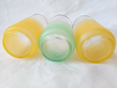 Vintage MCM Libbey Glass Blendo Frosted Tumbler Glasses 3 green and yellow