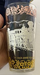 VTG Hazel Atlas Glass Tumbler “Americana” “To Far-Away Places» Nostalgia Theme