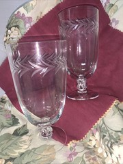 Fostoria Vintage Holly Clear Water/Iced Tea Goblets 6” X 3” Pair
