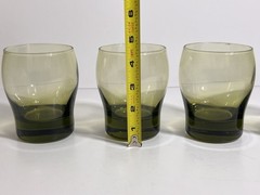 Libbey Perception Olive Green Double Old Fashioned Glasses Set of 4 VTG