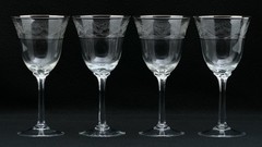Lenox Crystal Etched «Fair Lady» Goblet – Wine Glasses Stems – Set of 4 – signed