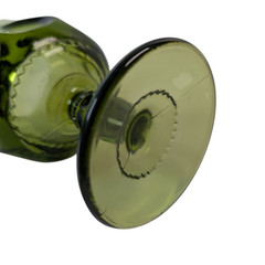 Vintage Indiana Glass Kings Crown Thumbprint Goblet Glasses Avocado Green Color