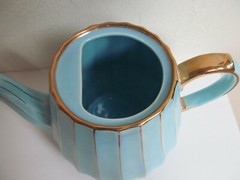 Sadler Mid Century Teapot Blue With Gold trim