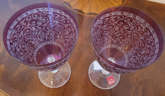 Pair Of 6.5″ Tall RONA Amethyst Stemed Water/Wine Goblets
