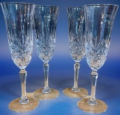 4 Vintage CRISTAL D’ARQUES Champagne Flute MASQUERADE elegant stem Heavy Crystal