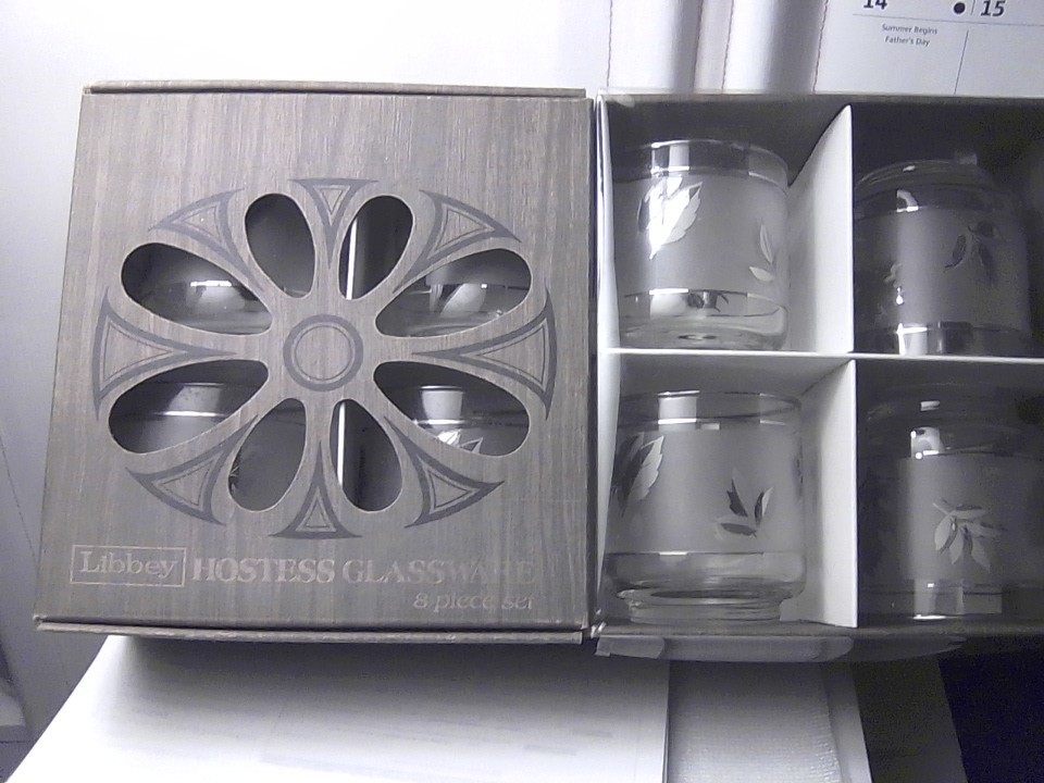 Libbey Hostess Glassware Frosted Silver Foliage Old Fashion Glasses 9.5oSet of 8