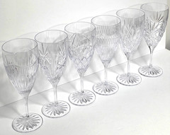 Waterford Crystal Mixed Cut Iced Beverage Goblets 9” Stemware Set of 6