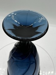 Vintage Noritake Midnight Blue Cobalt Optic Swirl Goblets 4Set Art Glass Goblets