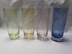 Highball Glasses Etched Engraved Multicolor 4 Different Colors and Patterns