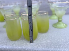 Large Blendo Lime Green Barware Set With Gold Rim 15 pieces Tumblers Cruets etc